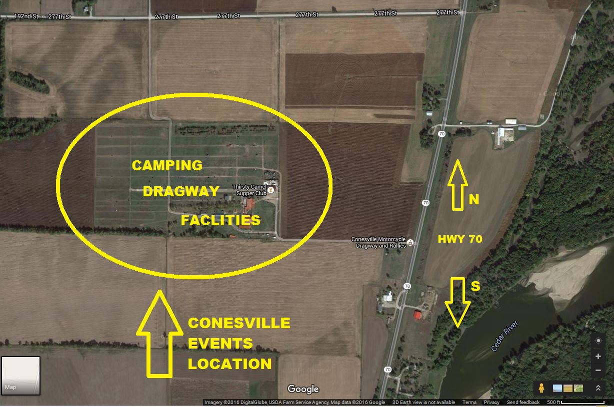 Conesville Events Zoom map with 500 foot range