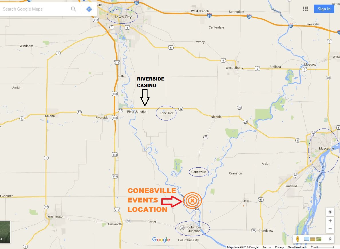 Conesville Events Location MAP with 4 Mile Range